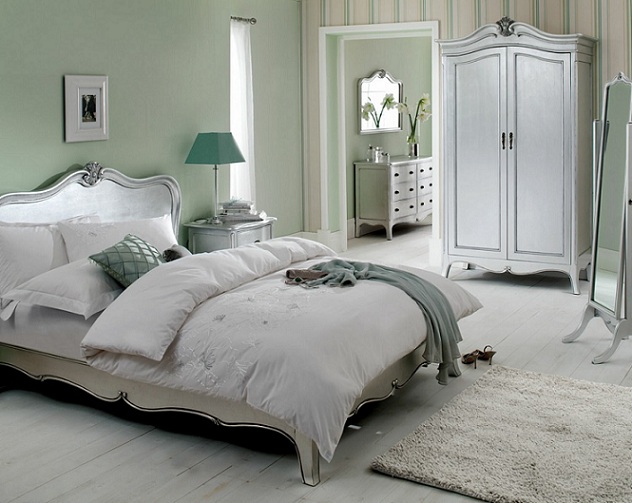 Louis French Silver Leaf Bedroom Furniture